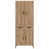 vidaXL Highboard Artisan Egetr&aelig; 69,5 x 34 x 180 cm Konstrueret tr&aelig;