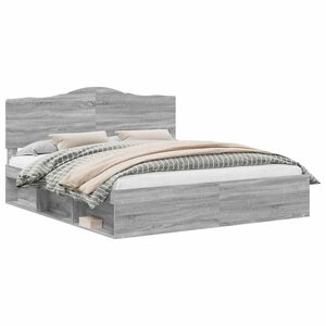 vidaXL Sengestel Gr&aring; Sonoma 180 x 200 cm Massiv fyrretr&aelig;