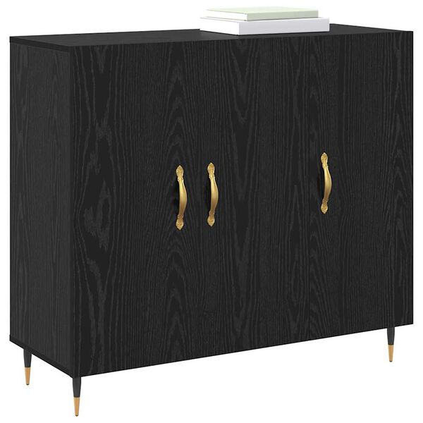 vidaXL Sideboard Sort eg 90 x 34 x 80 cm Konstrueret tr&aelig;