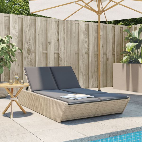 vidaXL solseng med hynder polyrattan beige