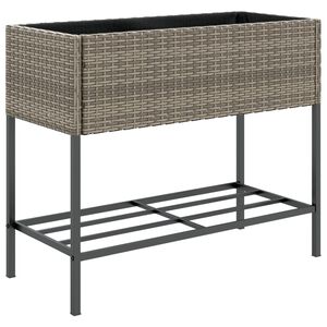 vidaXL plantekasse med hylde polyrattan gr&aring;