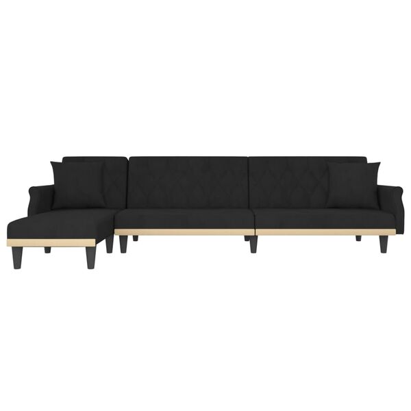 vidaXL L-formet sovesofa 271x140x70 cm velour sort
