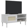 vidaXL tv-bord SENJA 106x40x49 cm rattan-look massivt fyrretræ hvid