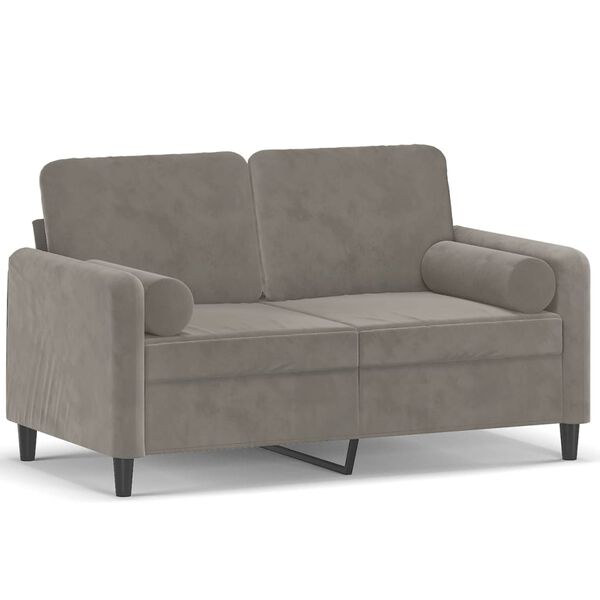 vidaXL 2-personers sofa med puder og hynder 120 cm velour lysegrå