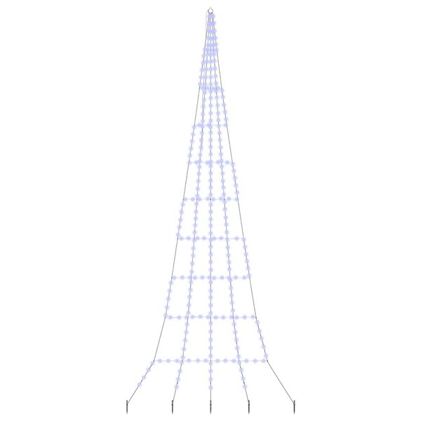 vidaXL LED Juletræ med jordsøjler med 276 LED'er Blå 500 cm Metal