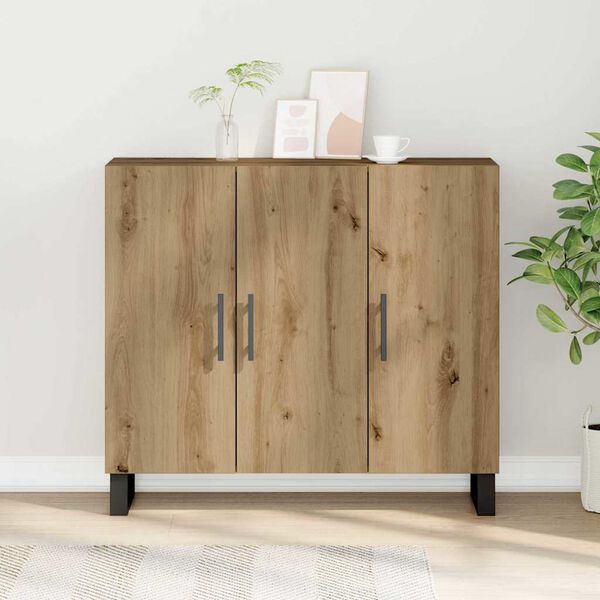 vidaXL Sideboard Artisan Egetr&aelig; 90 x 34 x 80 cm Konstrueret tr&aelig;