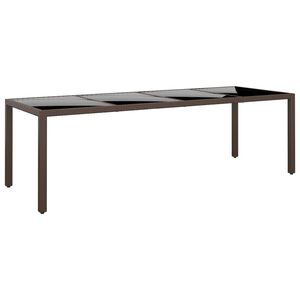 vidaXL havebord med glasplade polyrattan brun