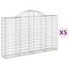 vidaXL buede gabionkurve 5 stk. 200x30x120/140 cm galvaniseret jern