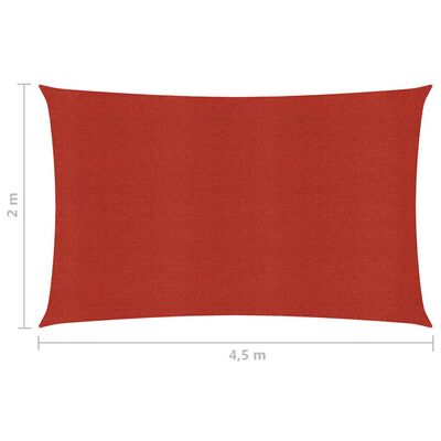 vidaXL solsejl 2x4,5 m 160 g/m² HDPE rød