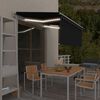 vidaXL markise m. gardin+LED+vindsensor 3,5x2,5 m auto antracitgr&aring;
