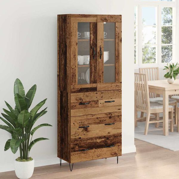 vidaXL Highboard Gammelt tr&aelig; 69,5 x 34 x 90 cm Konstrueret tr&aelig;