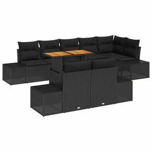 vidaXL Have Spisebordss&aelig;t med pude 9 pcs Sort og Brunt