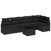 vidaXL Havesofa S&aelig;t med pude med opbevaring 7 pcs Sort polyrattan