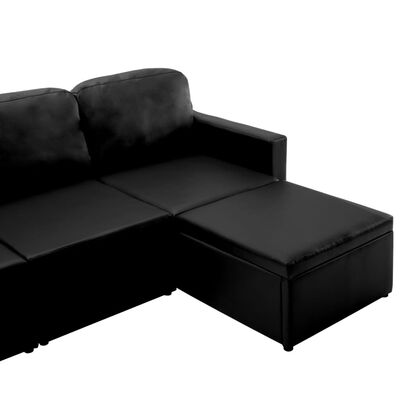 vidaXL 3-personers sovesofa modulær kunstlæder sort