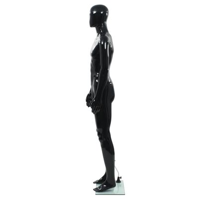 vidaXL mandemannequin fuld figur glassokkel sort højglans 185 cm
