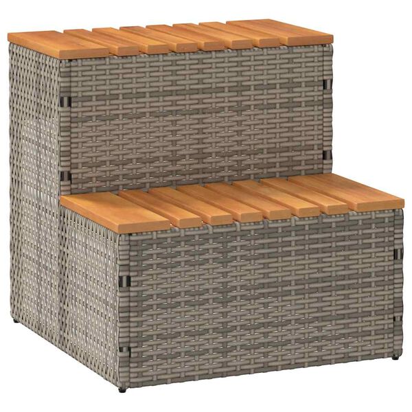 vidaXL spakant 50x50x50,5 cm polyrattan og massivt akacietræ grå