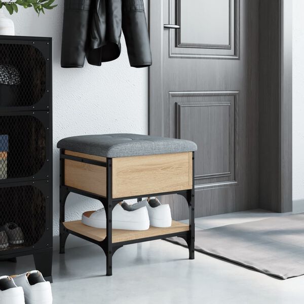 vidaXL skobænk 42x42x45 cm konstrueret træ sonoma-eg