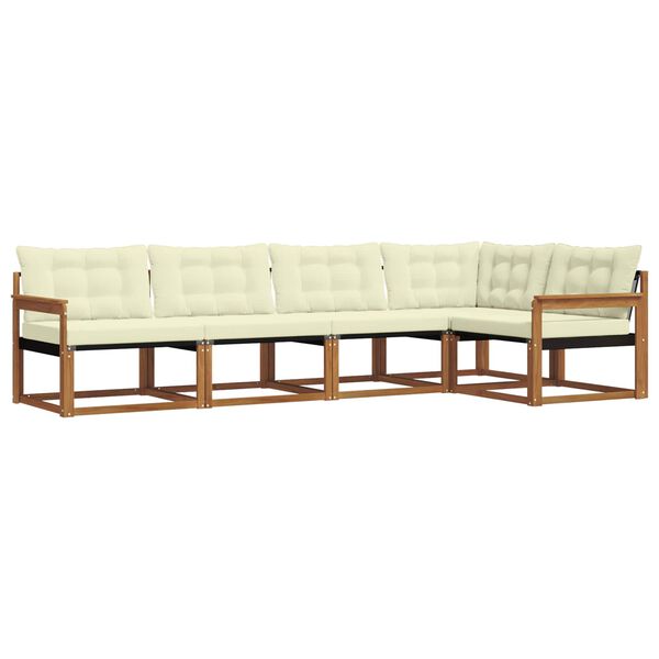 vidaXL Udend&oslash;rs sofagruppe med pude 5 pcs Naturlig og Fl&oslash;de