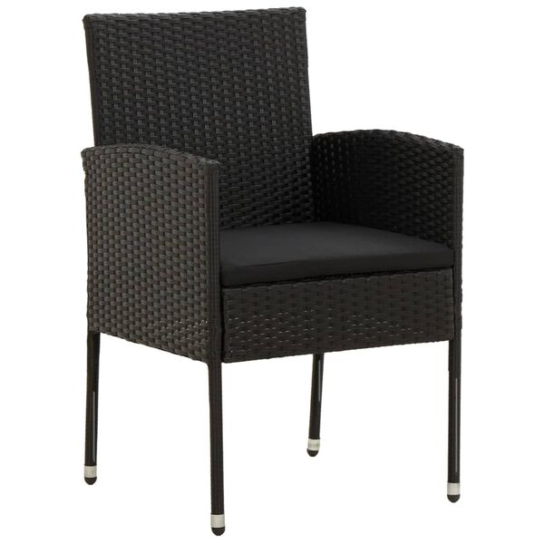 vidaXL spisebordssæt til haven 9 dele polyrattan sort