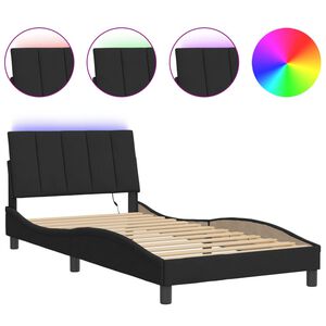 vidaXL sengeramme med LED uden madras Hanko 100x200 cm velour sort
