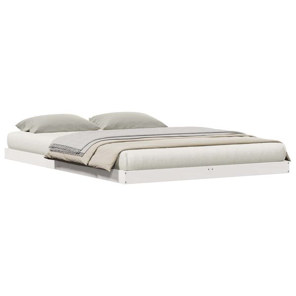 vidaXL Gulv seng ramme Hvid 213.5 x 104 x 9 cm Massiv fyrretr&aelig;