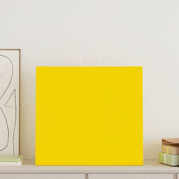 vidaXL papirposer 250 stk. med h&aring;ndtag 54x15x49 cm gul