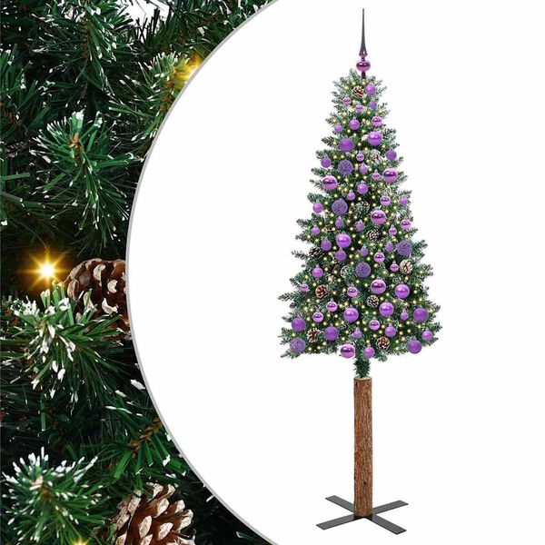 vidaXL Slankt Juletr&aelig; med stativ Gr&oslash;n 180 cm PVC og Massiv Fyrretr&aelig;