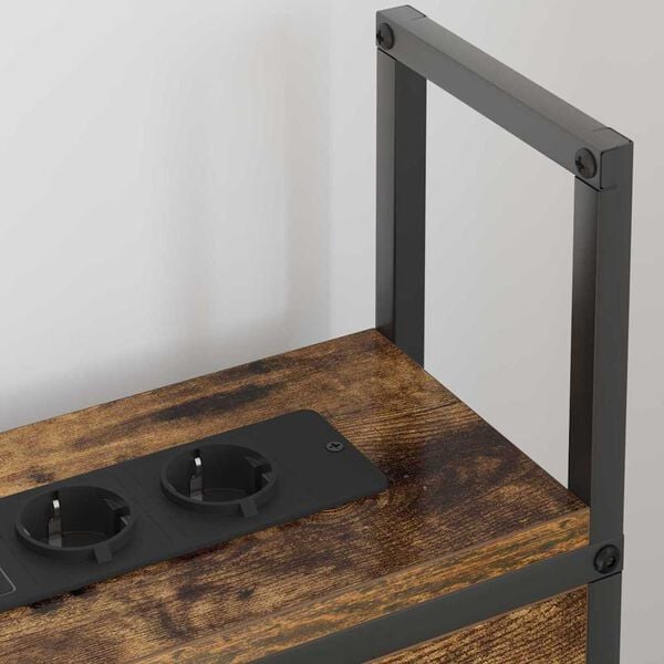 vidaXL Opbevaringshovedgavl med Opladningsstation R&oslash;get eg 90 cm