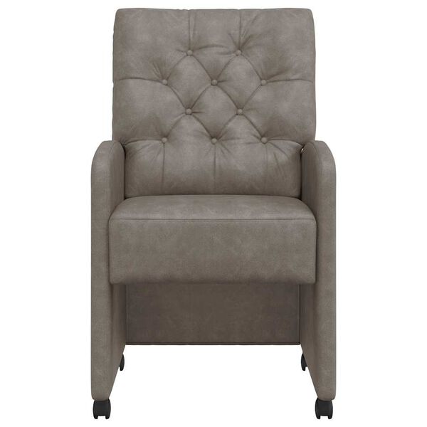 vidaXL Spisebordsstole med hjul 2 pcs Gr&aring; 58 x 67 x 97 cm Kunstl&aelig;der