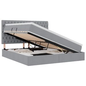 vidaXL Seng med opbevaring og madras Lysegr&aring; 180 x 200 cm Polyester