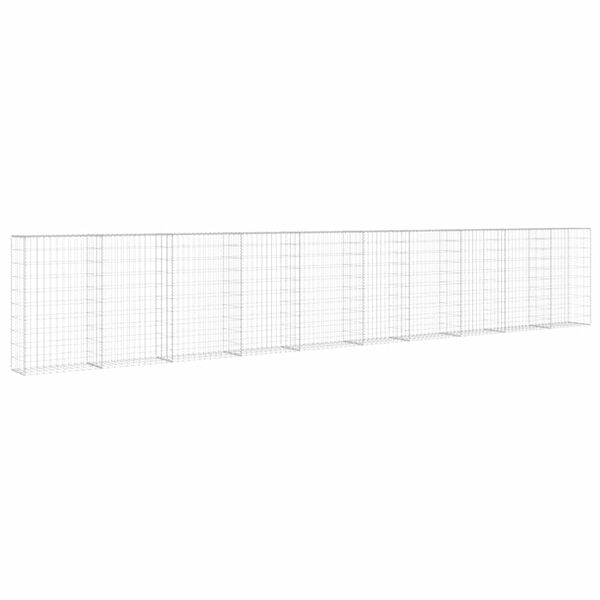 vidaXL gabionv&aelig;g med d&aelig;ksler galvaniseret st&aring;l 600 x 30 x 100 cm