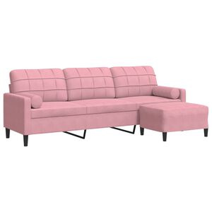 vidaXL 3-personers sofa med fodskammel 210 cm velour lyser&oslash;d