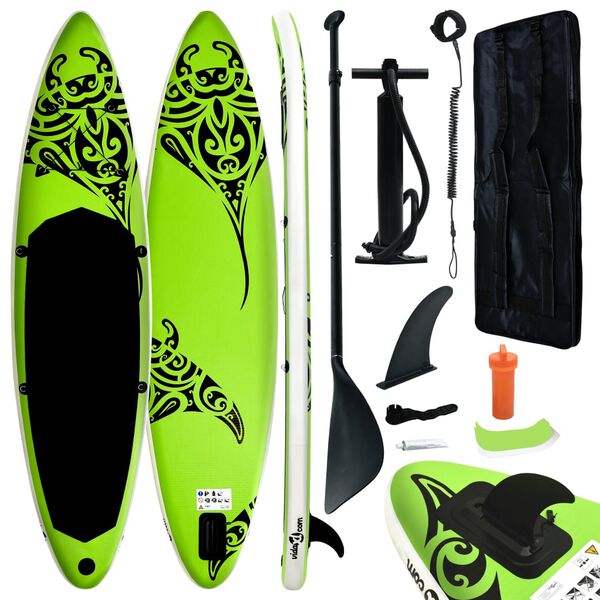 vidaXL oppusteligt paddleboardsæt 320x76x15 cm grøn