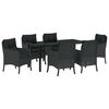 vidaXL Have Spisebordss&aelig;t med pude 7 pcs Sort polyrattan