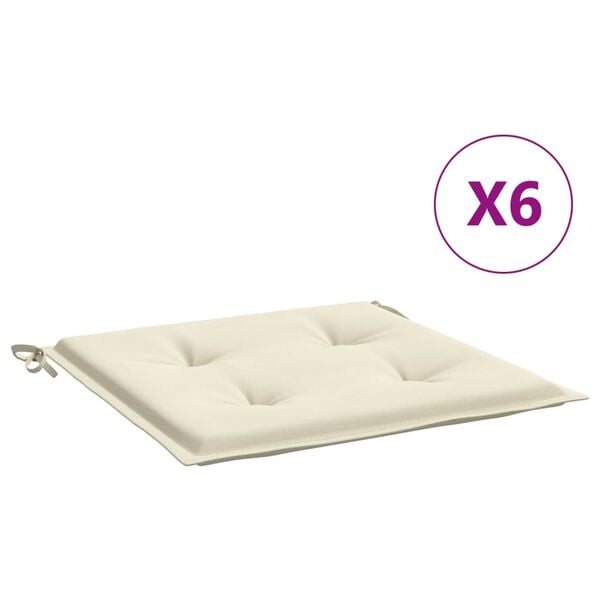 vidaXL hynder til havestol 6 stk. 50x50x4 cm oxfordstof cremefarvet