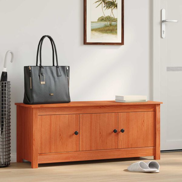 vidaXL Sko skab VoksBrun 110 x 38 x 45,5 cm Massivt fyrretr&aelig;