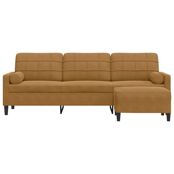 vidaXL 3-personers sofa med fodskammel 210 cm velour brun