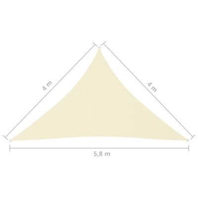 vidaXL solsejl 4x4x5,8 m oxfordstof trekantet cremefarvet