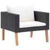 vidaXL 1-personssofa med hynder polyrattan sort