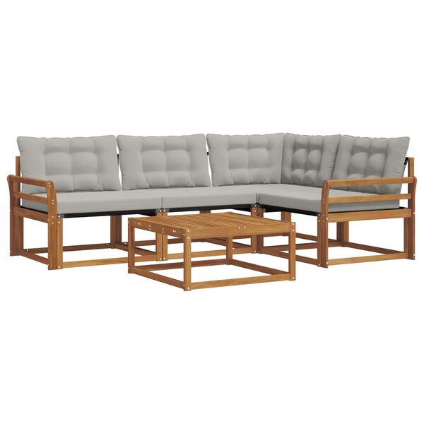 vidaXL Udend&oslash;rs sofagruppe med pude 5 pcs Naturlig og Lys Gr&aring;