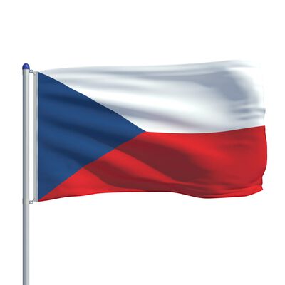 vidaXL Tjekkiets flag og flagstang 6 m aluminium