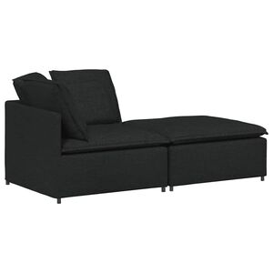 vidaXL modulsofa med fodskammel og hynder stof sort