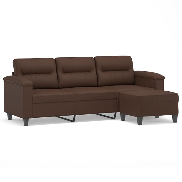 vidaXL 3-personers sofa med fodskammel 180 cm kunstl&aelig;der brun