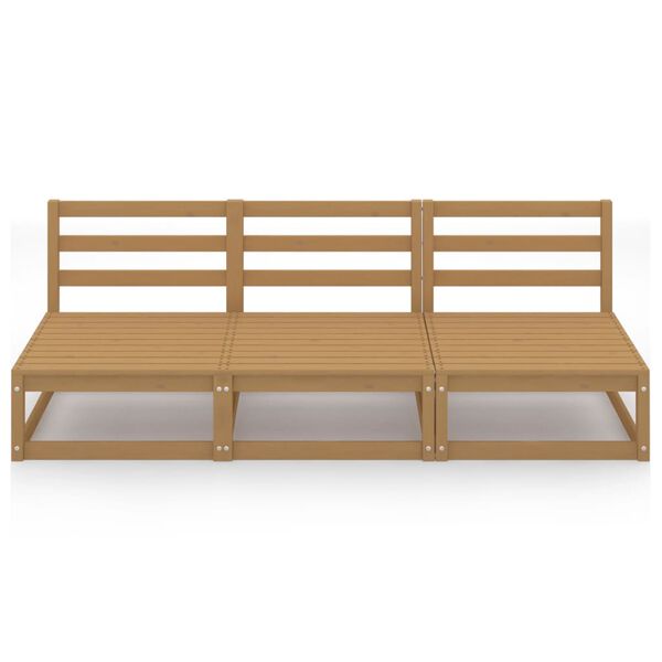 vidaXL 3-personers havesofa massivt fyrretræ gyldenbrun