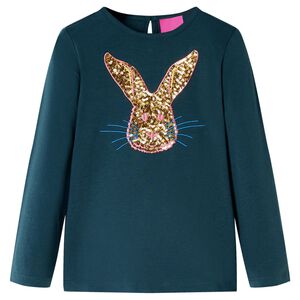 Lang&aelig;rmet T-shirt til b&oslash;rn str. 104 m&oslash;rkegr&oslash;n