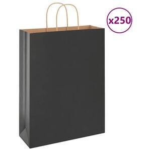 vidaXL papirposer 250 stk. med h&aring;ndtag 32x12x42 cm sort