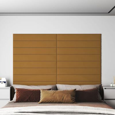 vidaXL vægpaneler 12 stk. 90x15 cm 1,62 m² fløjl brun