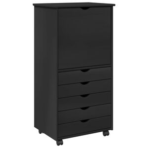 vidaXL Rullende skab 53 x 39 x 103 cm Massivt fyrretr&aelig; Sort