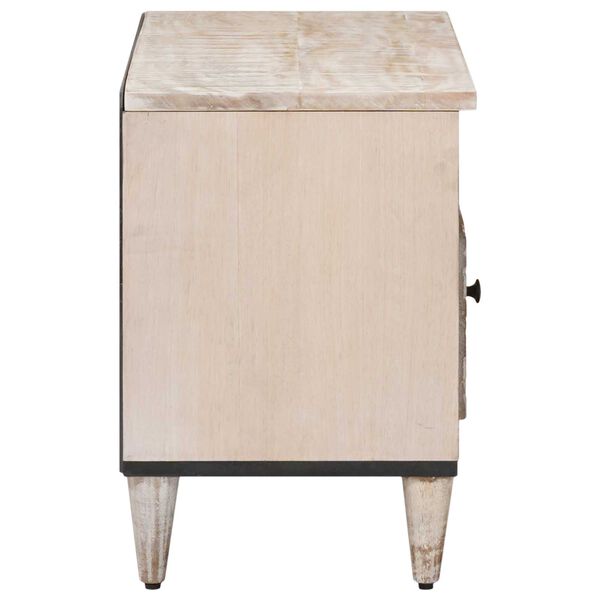 vidaXL TV-skab med skuffe Hvid 80 x 33,5 x 46 cm Massivt mangotr&aelig;