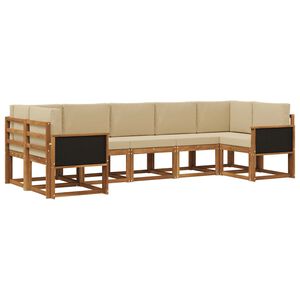 vidaXL Udend&oslash;rs sofagruppe 7 pcs Naturlig og Beige Massivt Akacietr&aelig;